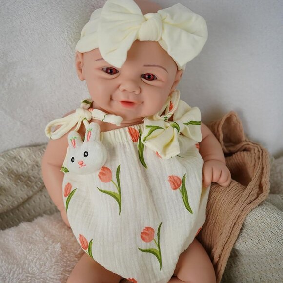 16.5 inch Realistic Full Body Silicone Open Eyes Newborn Leilani-ivory Baby Girl - Picture 6 of 6